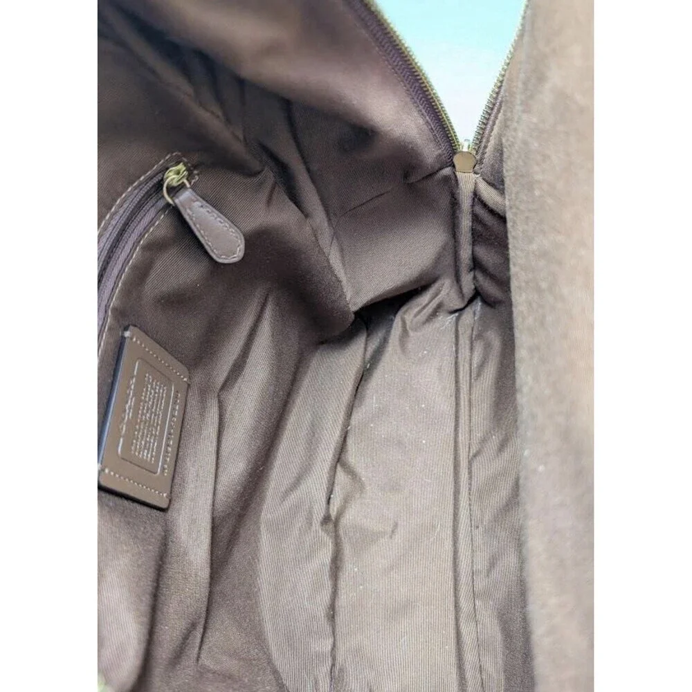 Coach Signature Brown Beige Logo Backpack Zip Closure Inner Outer Pockets